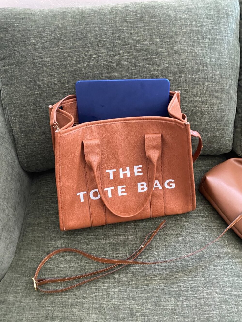 The Tote Bag Marc Jacobs Inspired Vegan Leather Tote Camel Crossbody Satchel - Picture 13 of 15